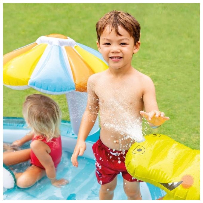 Intex 57165NP Gator Play Center Piscina Gonfiabile Bambini con Scivolo e Spruzzo 160 L 201x170x84 cm colore Multicolore