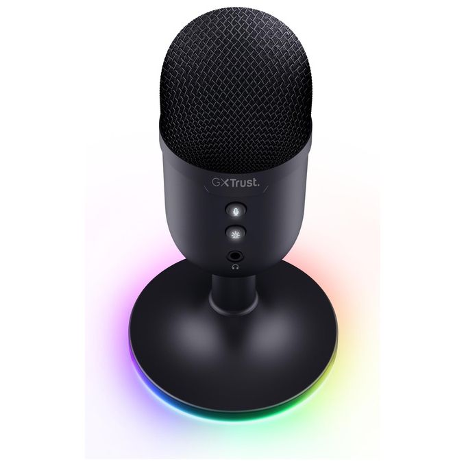 Trust 25372 GXT 234P Yunix Microfono da Tavolo USB Condensatore 48 kHz 16 bit con Uscita Cuffie e Muting Pulsante colore Nero