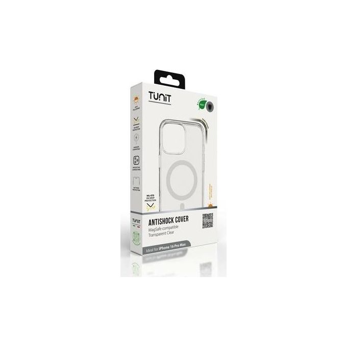 Tunit Clear Cover per iPhone 16 Pro Max Antishock in Silicone con MagSafe
