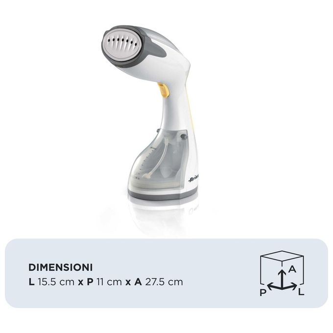 Ariete 4167 - Stiratrice Verticale Piastra in acciaio inox Vapore potente e continuo Spazzola pelucchi 1200W Capacita' 260ml Bianco-Grigio