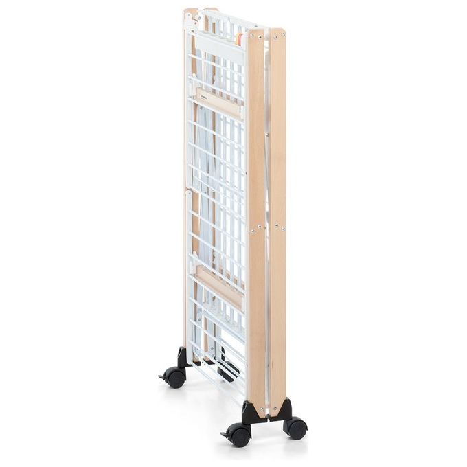 Foppapedretti GULLIVER EVO Stendibiancheria Pieghevole 27 m con Ruote Ripiegabile 14 cm colore Naturale