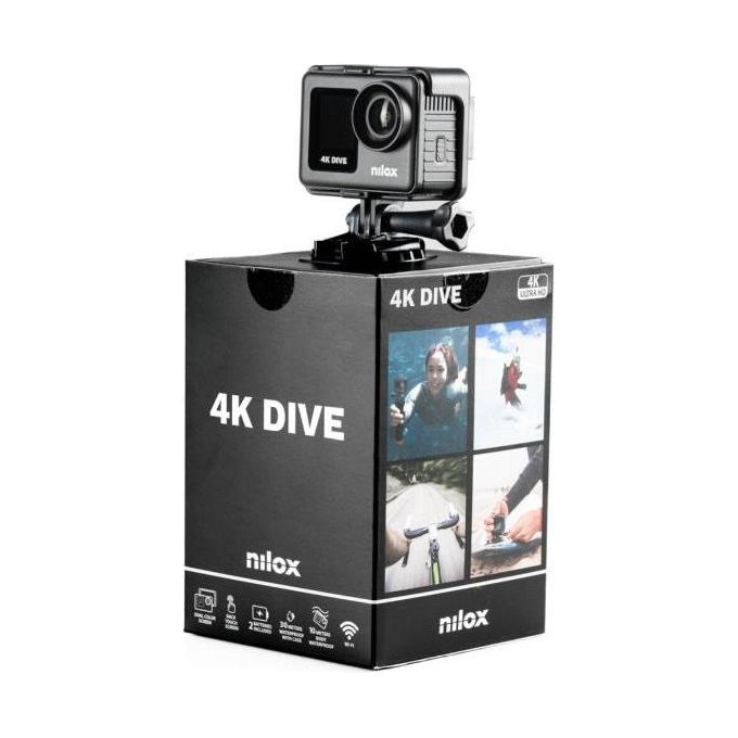 Nilox NXAC4KDIVE001 4K DIVE Action Cam 4K Ultra HD 4 MP Waterproof 10 m Touch Screen Telecomando colore Nero