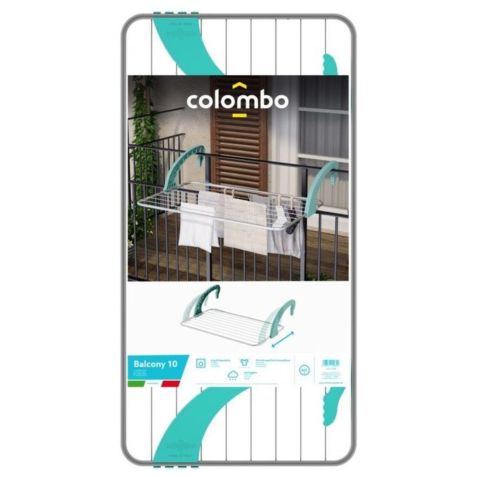 Colombo Stendibiancheria da balcone BALCONY 10MT antiruggine con braccia regolabili per uso esterno e interno