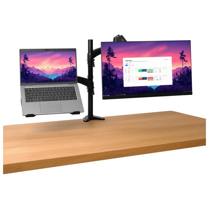 Trust 25337 Mara Braccio per Monitor e Laptop Supporto Ergonomico Doppio per Schermi fino a 32'' e Laptop fino a 17'' Vesa 75 100 Regolabile in Altezza con Molla a Gas colore Nero