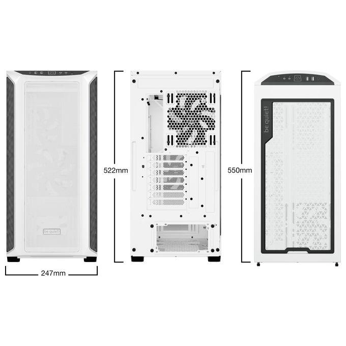 Be quiet! BGW62 Shadow Base 800 DX White Case PC Midi Tower con pannello laterale in vetro temperato e illuminazione ARGB colore Bianco