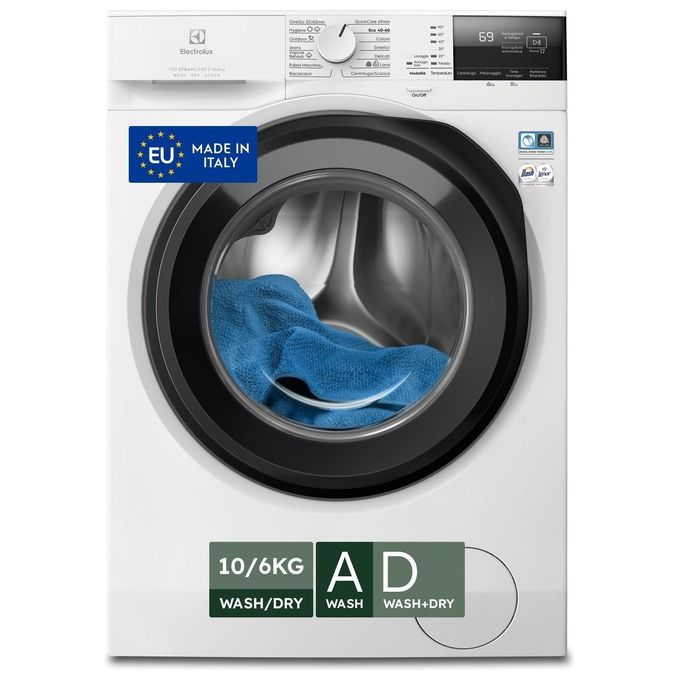 Electrolux EW7W2106G 700 SteamCare Lavasciuga Frontale 10-6 Kg 1600 rpm Classe D Vapore Inverter (85x60x64 cm) colore Bianco
