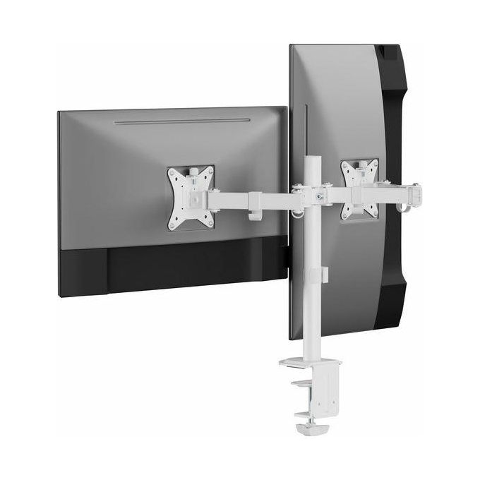 Equip 650167 Supporto da Tavolo Doppio Monitor Articolato 17'' 32'' VESA 100x100 Regolazione Altezza colore Bianco