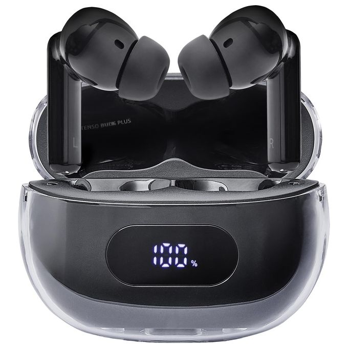 Intenso Buds Plus Cuffie TWS True Wireless T310AE con Cancellazione Attiva del Rumore ENC Bluetooth e fino a 25 Ore di Riproduzione Musicale Nero