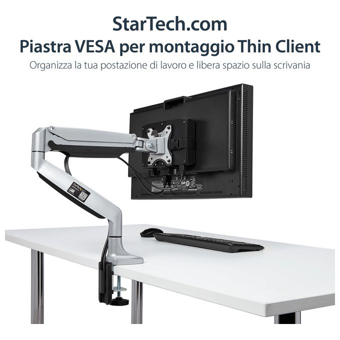 StarTech ACCSMNT Supporto VESA Thin Client Montaggio Sotto Scrivania VESA 75x75 100x100 mm fino a 5 Kg colore Nero
