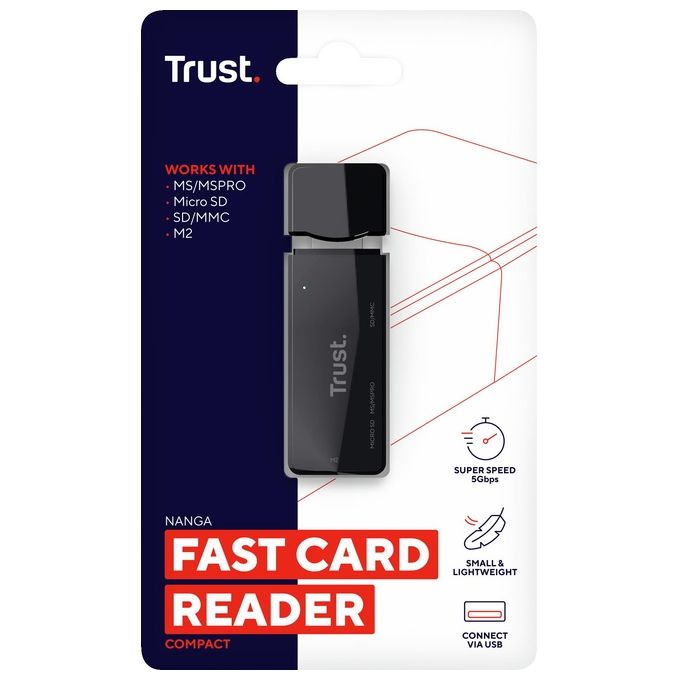 Trust Nanga Lettore Usb 3.1 di Scheda ad Alta Velocita' Nero
