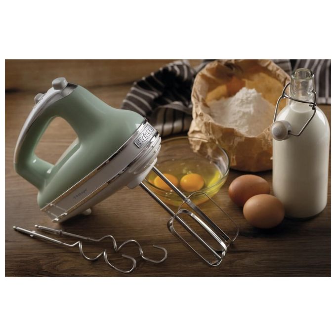Ariete 1548 Vintage Sbattitore Manuale 450W 5 Velocita' Funzione Turbo 2 Fruste Acciaio Inox colore Verde
