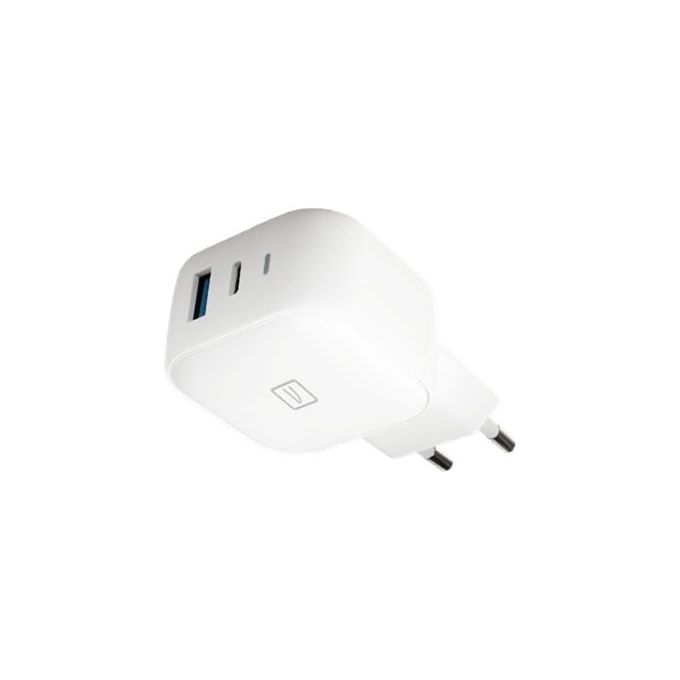 Tucano MA-GAN38-EU-W Caricabatterie GaN 38W 2 Porte USB-C USB-A Power Delivery Quick Charge 3.0 colore Bianco