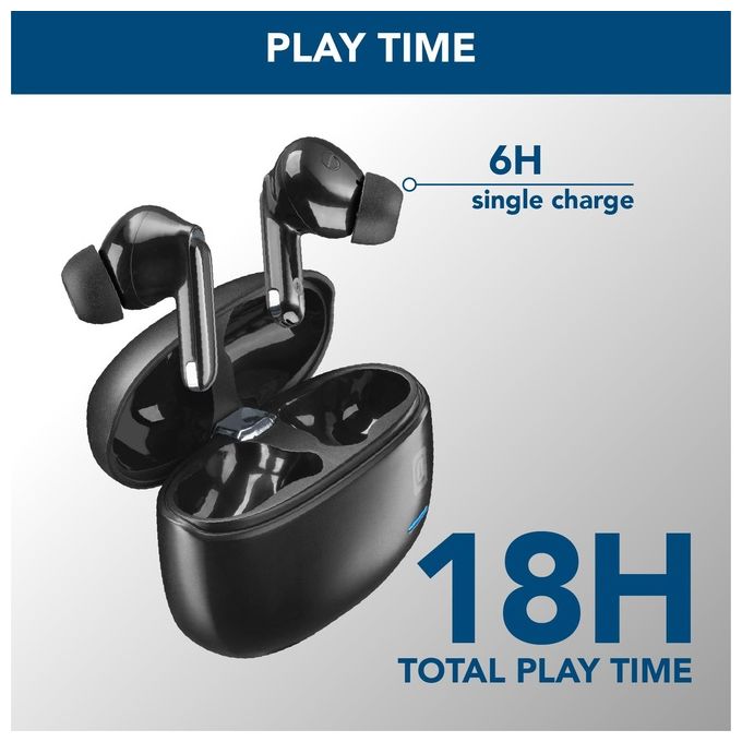 Cellularline BTECLIPSETWSK Eclipse Auricolari In-Ear True Wireless ANC ENC Bluetooth 5.3 Playtime 18 ore colore Nero