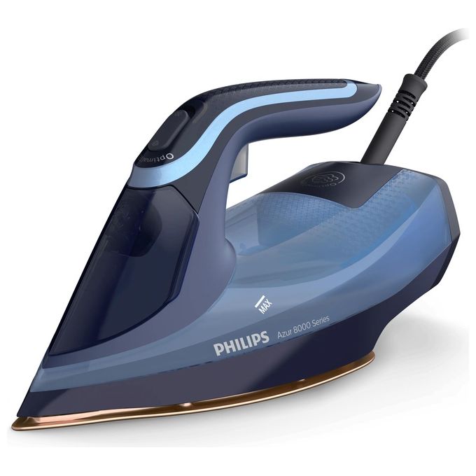 Philips DST8020-20 Azur Serie 8000 Ferro a vapore 3000 W 55 g-min Colpo Vapore 240 g-min Piastra SteamGlide Elite OptimalTEMP colore Blu
