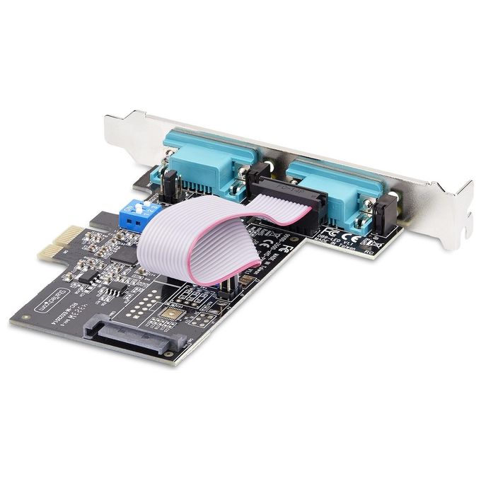 StarTech.com 2S232422485-PC-CARD Scheda Seriale PCIe a 2 porte RS232 RS422 RS485 DB9 UART 16C1050 Windows Linux TAA Compliant colore Nero