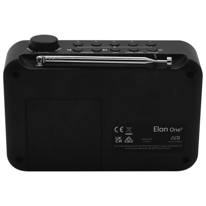 Pure 252517 Elan One 2 Radio Portatile Digitale DAB+ FM Bluetooth 5.1 LCD 1,5 W colore Nero