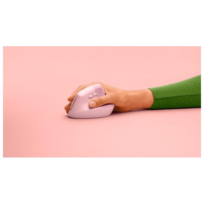 Logitech 910-006478 Lift Mouse Ergonomico Verticale Senza Fili 4000 DPI Bluetooth e RF 4 Tasti Clic Silenziosi Fino a 24 Mesi di Autonomia colore Rosa
