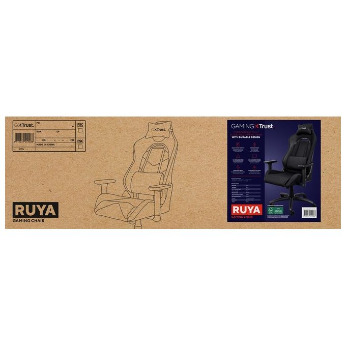 Trust GXT 714 RUYA Sedia Gaming universale braccioli 3D regolabili 150 Kg tessuto traspirante pelle PU colore Nero