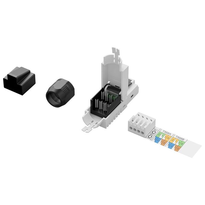Digitus DN-93633 Connettore Toolless RJ45 Cat 6a UTP Cavo Rigido e Flessibile 10 Gigabit Ethernet colore Nero