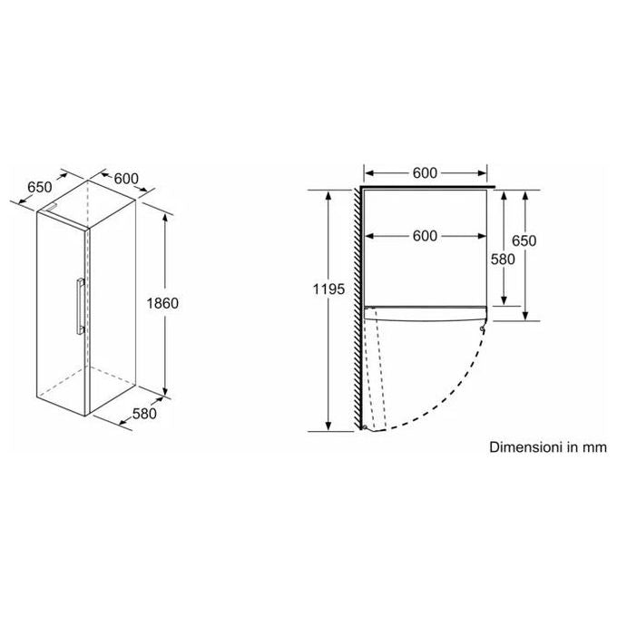 Bosch KSV36VLEP Serie 4 Frigorifero Monoporta 346 L 186 cm Classe E 39 dB No Frost Super Cooling colore Acciaio Inox