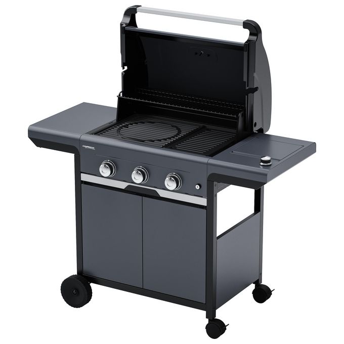 Campingaz 2181070 Select 3 LS Plus Barbecue a Gas 3 Fuochi 11300 W con Bruciatore Laterale Sistema InstaClean Griglia in Ghisa Colore Nero Grigio