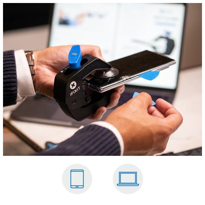 IFixit IF145-513-2 ANTI-CLAMP Morsetto con Ventose Strumento Apertura Smartphone Tablet Laptop colore Nero
