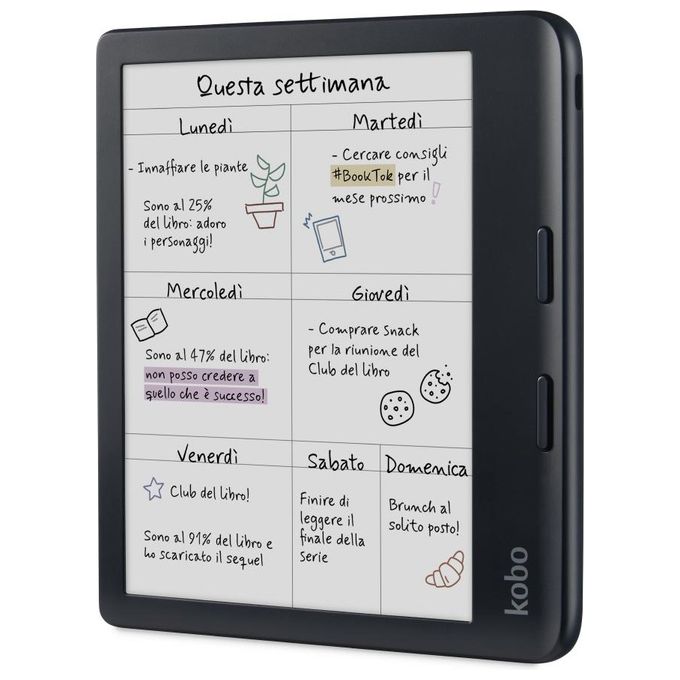 Kobo N428-KU-BK-K-CK Libra Colour eReader 7'' E Ink Kaleido 3 32 GB Wi-Fi Bluetooth IPX8 colore Nero