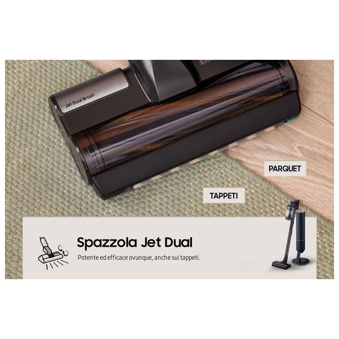 Samsung VS20B95973BWA BESPOKE Jet Plus Aspirapolvere Senza Filo 2 in 1 Multiciclonico 210W 120 min Clean Station colore Midnight Blue