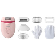 Philips BRE285-00 Satinelle Essential Epilatore Compatto con Filo Opti-light 2 velocita' 7 accessori colore Rosa