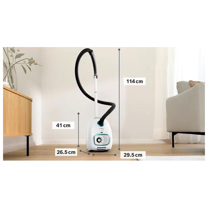 Bosch BGB41HYG1H Serie 4 Aspirapolvere a Cilindro con Sacco HEPA 4 L 600 W 75 dB colore Bianco