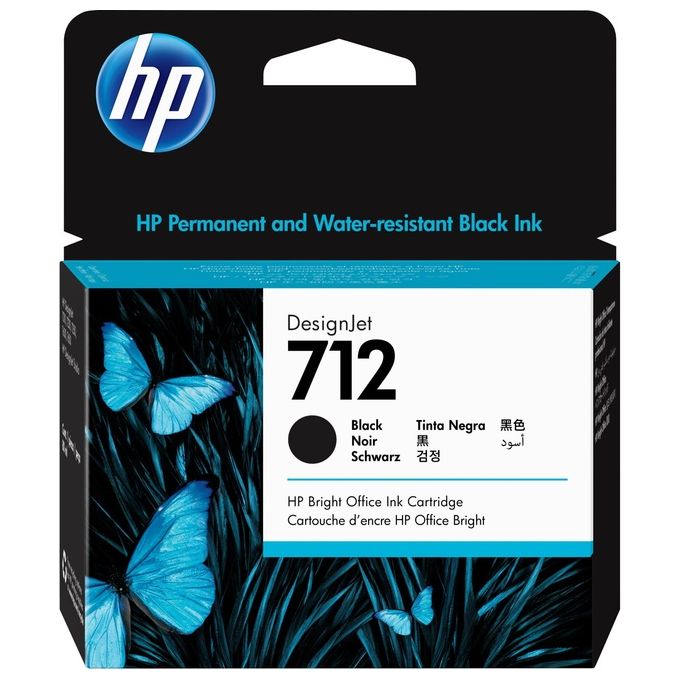 HP 3ED71A HP 712 Cartuccia Originale Inkjet 80 ml Inchiostro Pigmentato DesignJet T250 T230 T630 T650 colore Nero