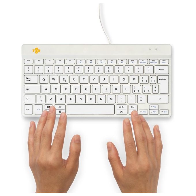 R-Go Tools RGOCOITWDWH Tastiera Ergonomica Compact Break Mini USB QWERTY IT con Software Break colore Bianco