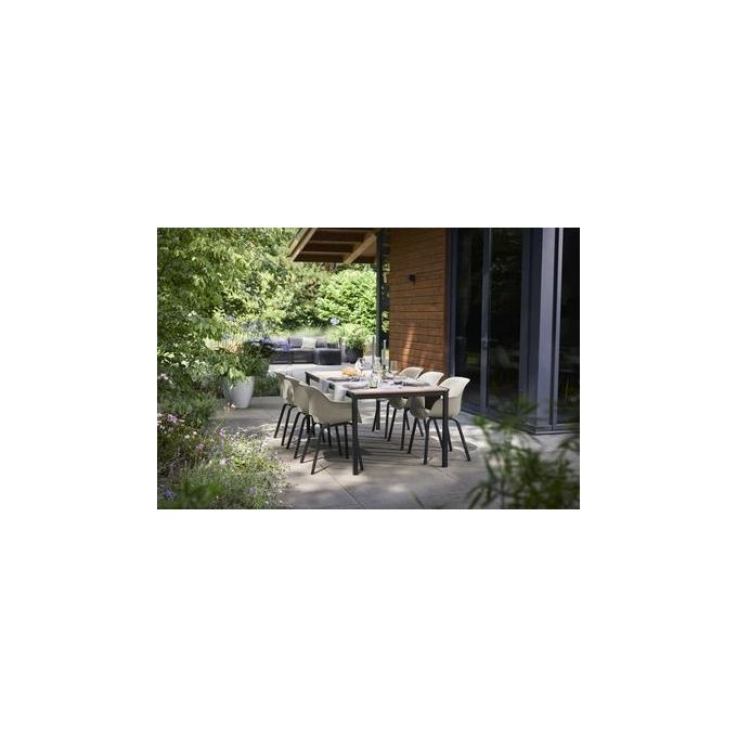 Keter 260574 Tavolo da Esterno Porto Effetto Legno Struttura Grafite 200x95x75 cm colore Nero Legno