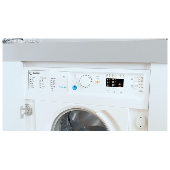 Indesit BIWMIL71252EUN Lavatrice da Incasso Frontale 7 Kg 1200 rpm Classe E 14 Programmi PushandWash (82x60x55 cm) colore Bianco