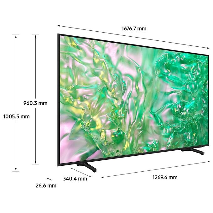 Samsung UE75DU8070UXZT TV Crystal UHD 4K 75 pollici Smart TV Wi-Fi Nero 2024 Processore Crystal 4K Upscaling AirSlim Design OTS Lite