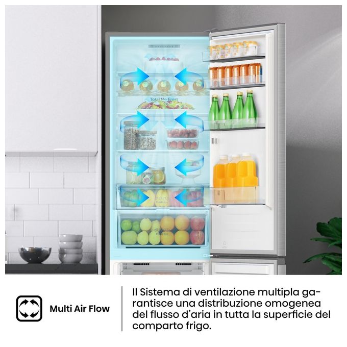 Hisense RB440N4ACA Frigorifero Combinato 336 L 201,7 cm Classe A 35 dB Total No Frost Inverter colore Inox