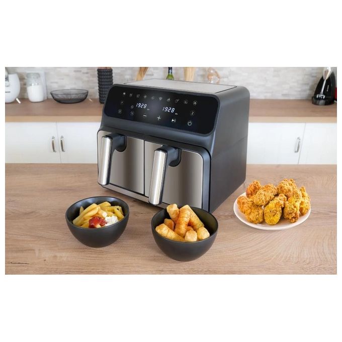 Unold 58685 Friggitrice ad aria Doppia Camera Twin Zone 8 L 1700 W 10 Programmi Display LED colore Nero Grigio
