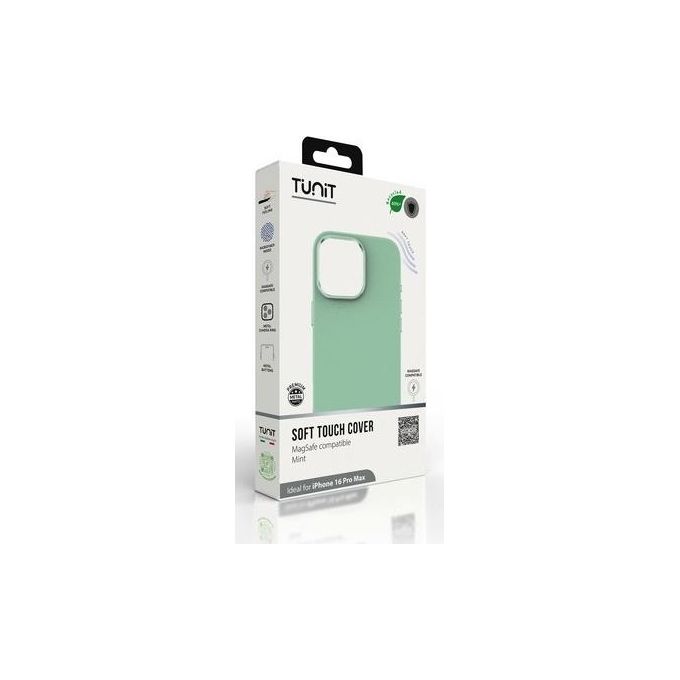 Tunit Clear Cover per iPhone 16 Pro Max Soft Touch in Silicone con MagSafe Menta