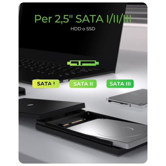 RaidSonic ICY BOX IB-200T-C3 Contenitore di Unita' di Archiviazione Box Esterno HDD-SSD Nero 2.5