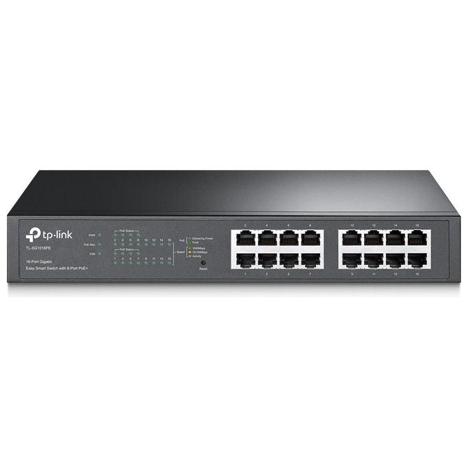 TP-LINK Easy Smart TL-SG1016PE Switch intelligente 8 x 10-100-1000 (PoE+) + 8 x 10-100-1000 desktop, montabile su rack PoE+ (110 W)