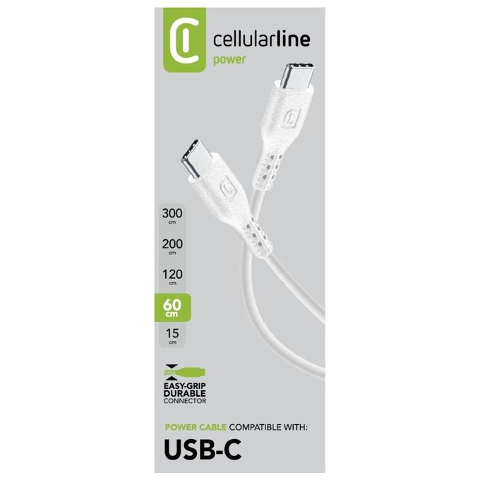 Cellularline USBDATA06USBC2CW Power Cable Cavo USB-C USB-C 60W 60 cm colore Bianco