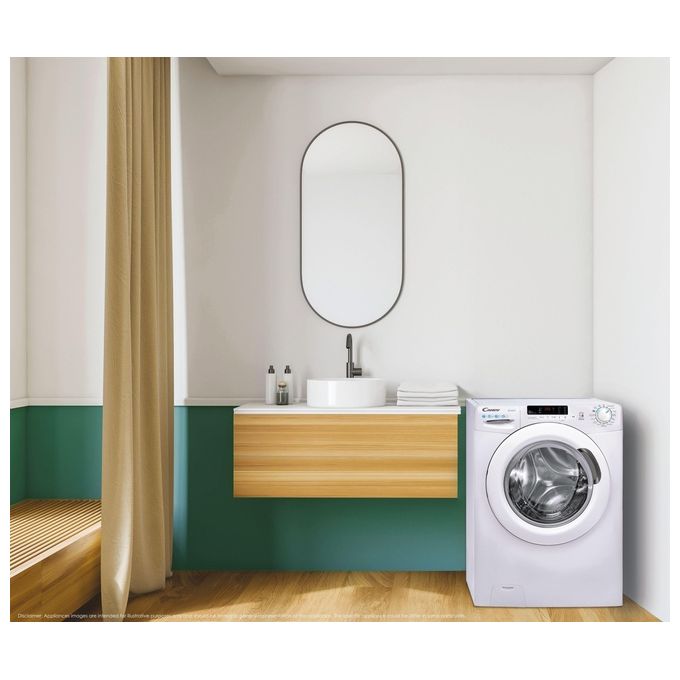 Candy CSS41272DWSE-11 - Lavatrice Libera Installazione 7 kg, Classe C, Slim Profondita' 45 cm, Centrifuga 1200 giri-min, Funzione Vapore + Smart Touch NFC, (85 × 60 × 45 cm), Bianco
