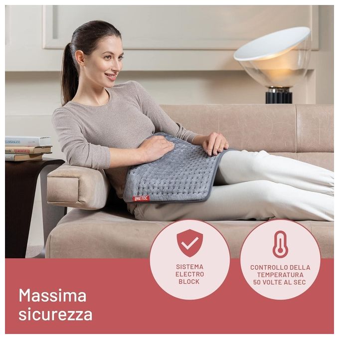 Imetec 16783 Intellisense Comfort Termoforo Multiuso 110W 40x35cm 5 Temperature Tasca per Mani Lavabile colore Grigio