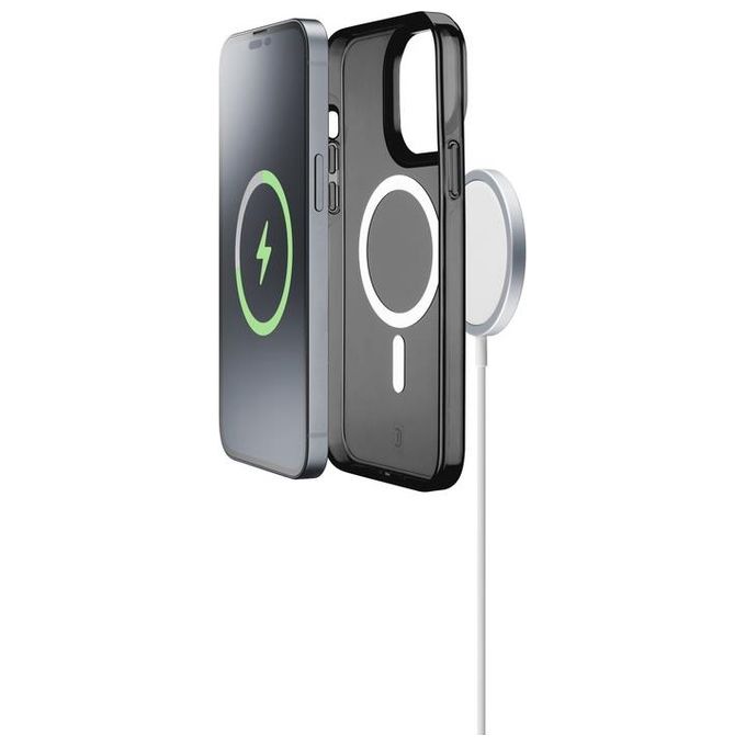 Cellularline GLOSSMAGIPH15MAXK Gloss Mag Custodia per iPhone 15 Plus con Magneti Integrati per Ricarica MagSafe Antiurto con Certificazione MilitaryTest Contiene Materiale Riciclato colore Nero