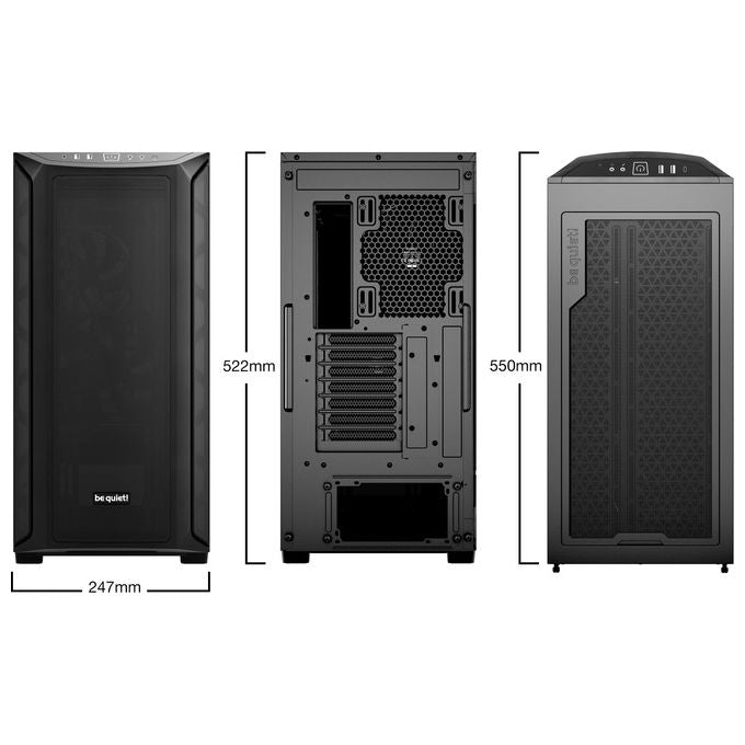 Be quiet! BGW60 Shadow Base 800 Case PC Midi Tower con 3 Ventole 140mm PWM USB 3.2 Gen 2 Type C Radiatori fino a 420mm Pannello Laterale in Vetro Temperato colore Nero