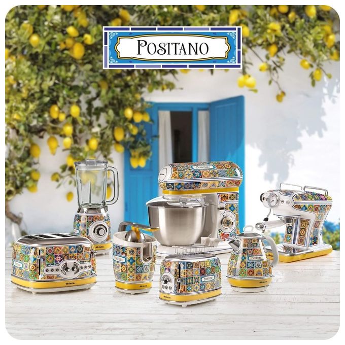 Ariete 2869 Positano Bollitore Elettrico 1.7 L 2200 W Base Cordless 360° Spegnimento Automatico Doppia Parete colore Giallo Blu