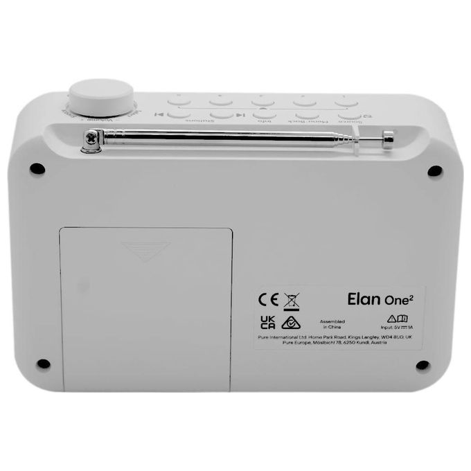 Pure 252518 Elan One2 Radio Portatile DAB+ FM Bluetooth 5.1 Display LCD 10 Tasti Memoria colore Bianco
