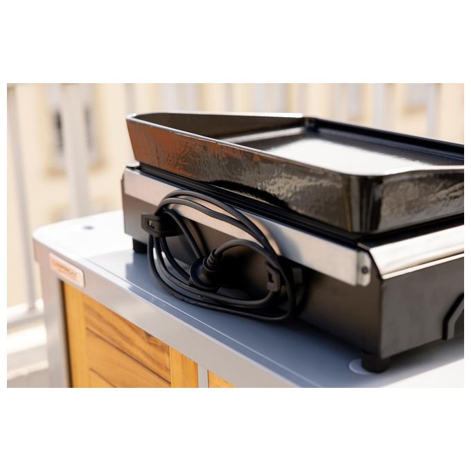 Campingaz 2198523 Plancha Electric 1 XD Barbecue Elettrico Portatile Piastra in Ghisa Smaltata 2100 W con Termostato Regolabile e Vassoio Raccogli Grasso Lavabile in Lavastoviglie colore Nero