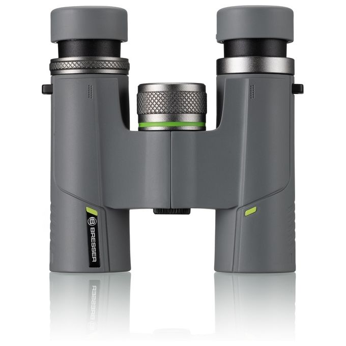 BRESSER 1331025 Wave Binocolo Tascabile Impermeabile 10x25 con Prismi BaK-4 Rivestimento Multistrato colore Grigio