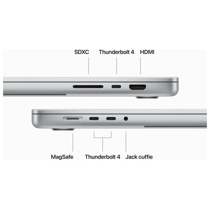 Apple MRW73T-A MacBook Pro 16'' M3 Max CPU 14-core GPU 30-core 36 GB RAM 1 TB SSD macOS Sonoma colore Argento